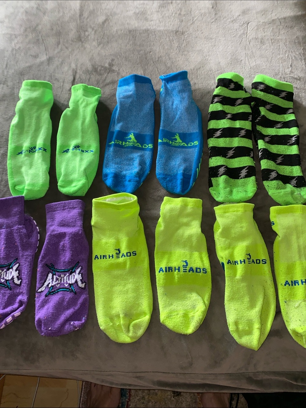 Bundle of 6 medium/large Green, Blue & Purple non-slip 
Athletic Socks